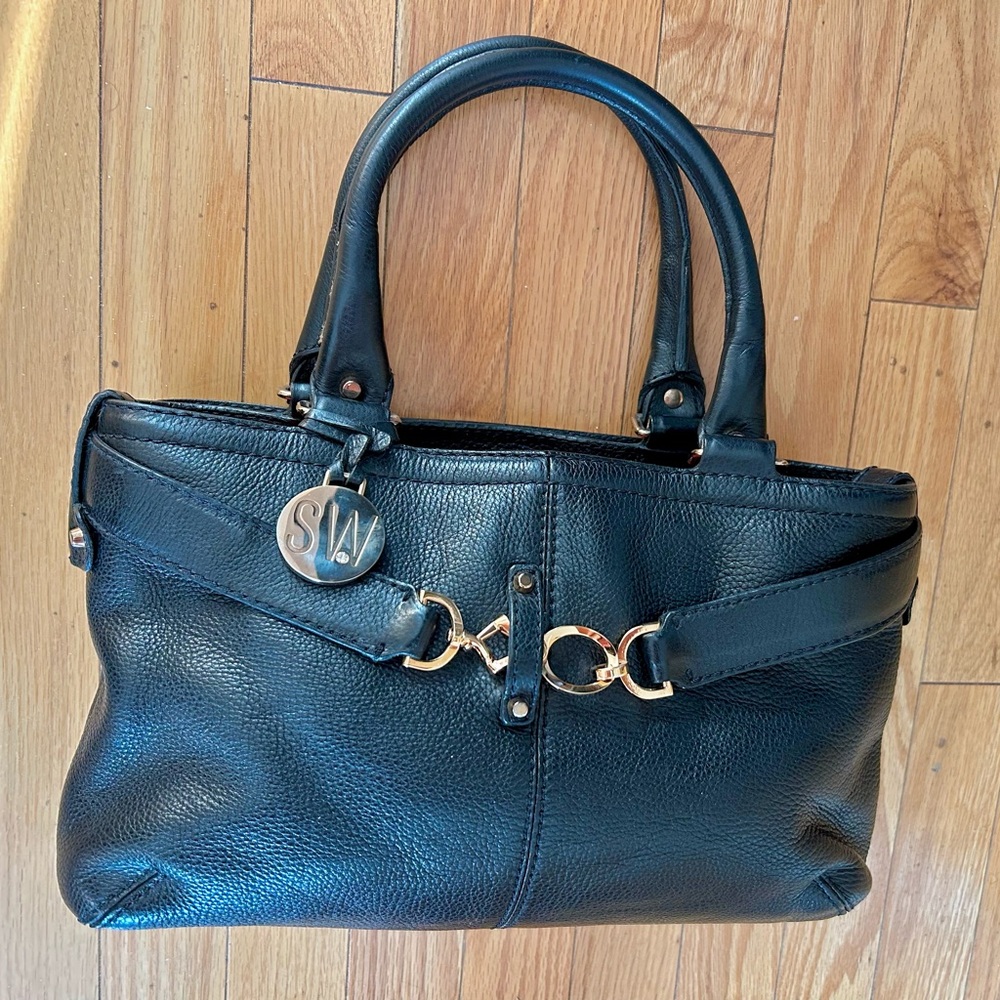 Stuart Weitzman Elegant Black Leather Handbag Pre-owned - Excellent Condition